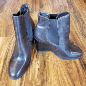 Michael Kors Brown Leather Wedge Ankle Boot - 9